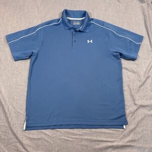 Under Armour Shirt Mens Extra Large‎ XL Blue HeatGear Polo Athletic Golf Loose